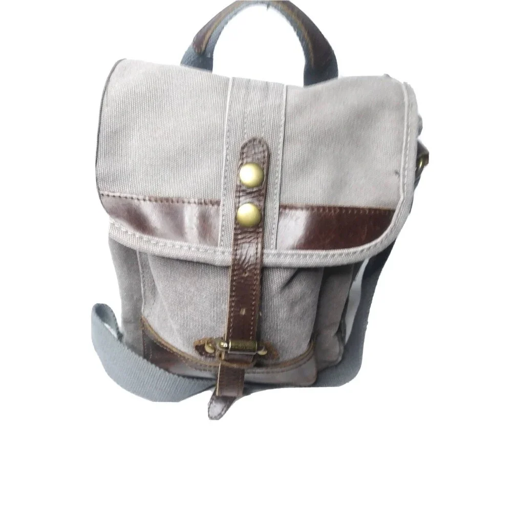 TSD Brand Valley Trail Crossbody Bag Grey Retail $132